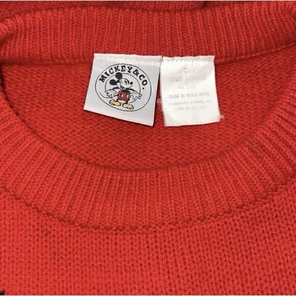 Vintage Disney Mickey Mouse Acrylic Knit Red Graphic Sweater 3X Mickey & Co. - Picture 3 of 5